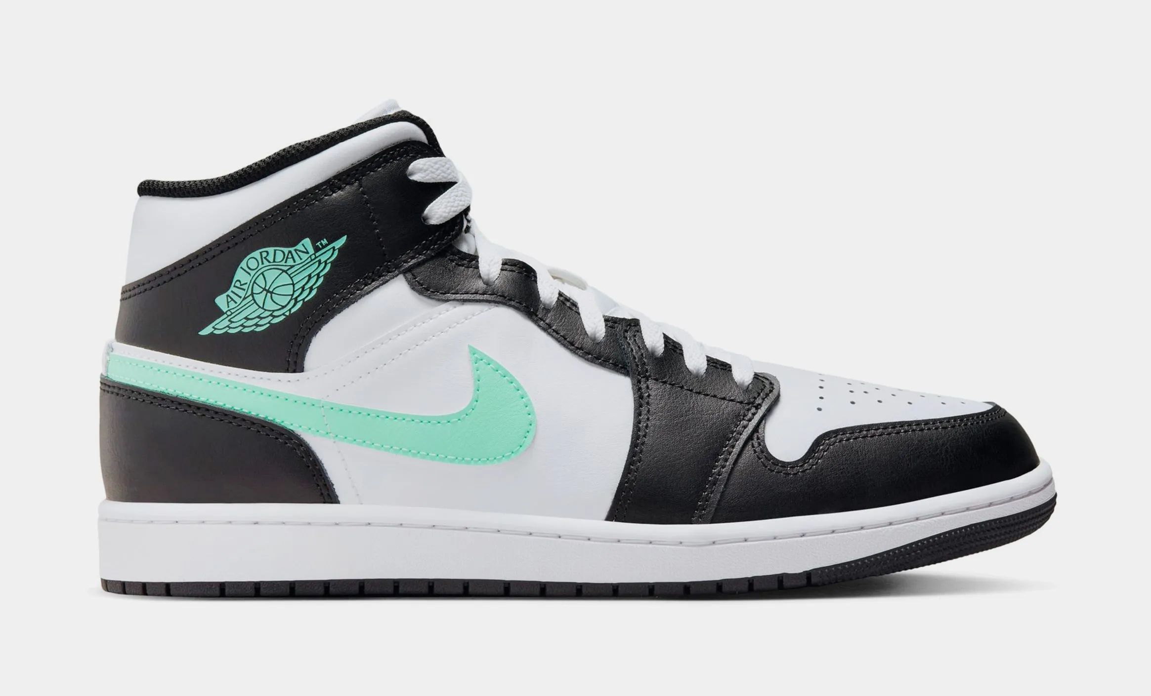 Air Jordan 1 Mid Mens Lifestyle Shoes (White/Green Glow/Black)