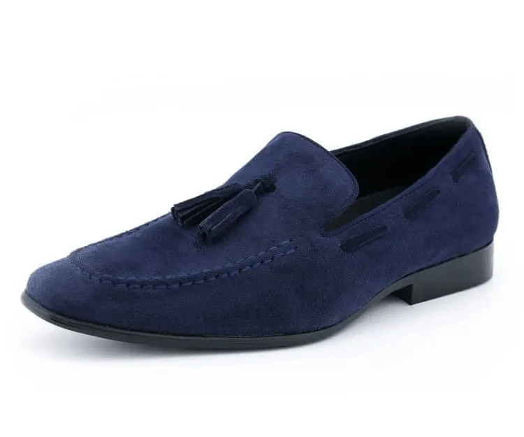 Amali Emperor Navy Men’s Velvet Tassel Loafers