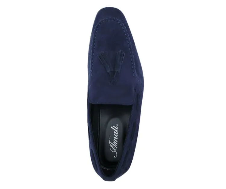 Amali Emperor Navy Men’s Velvet Tassel Loafers