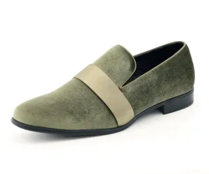 Amali Knight Olive Men’s Velvet Loafers