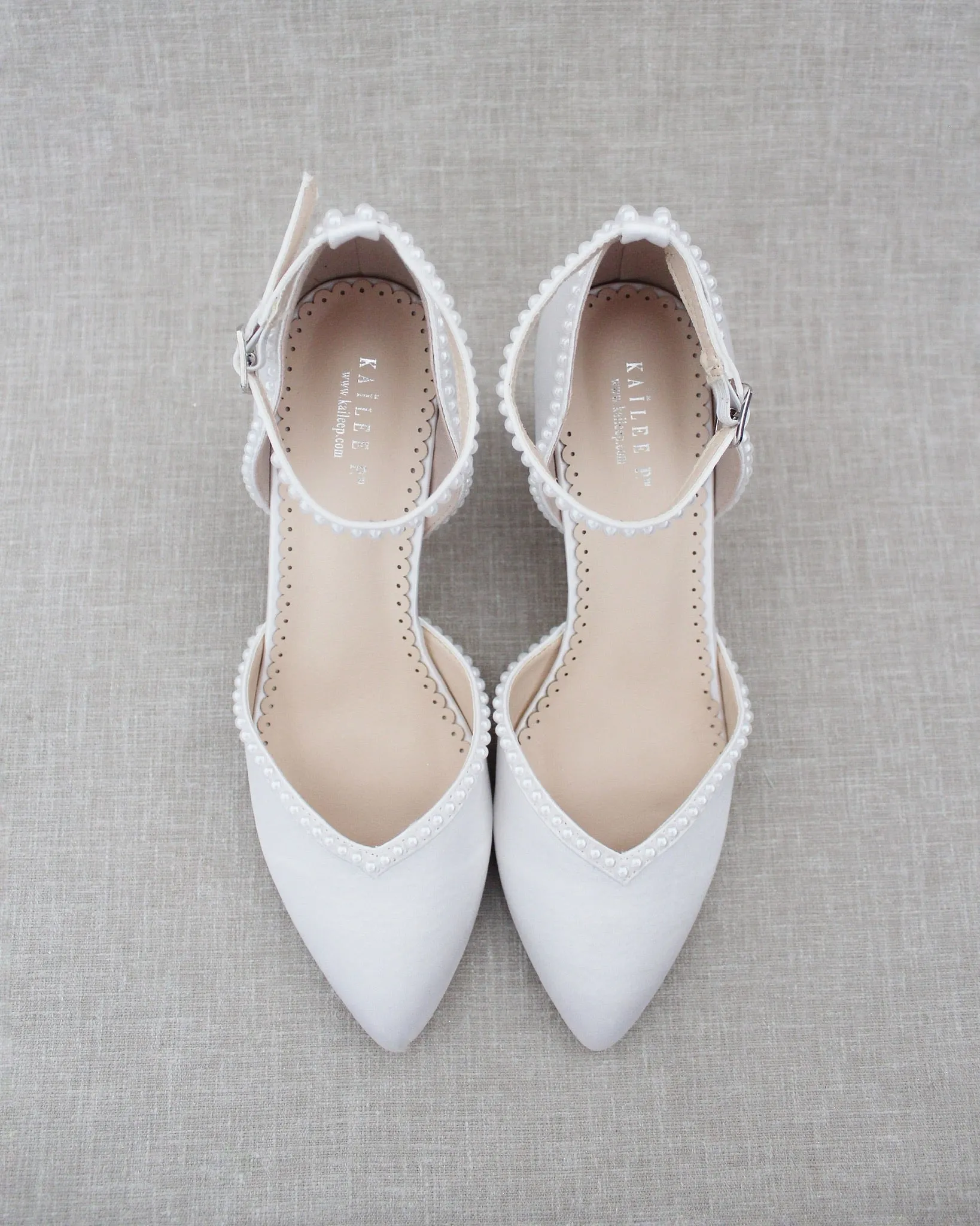 Block Heel with Pearl Detail Bridal Shoes