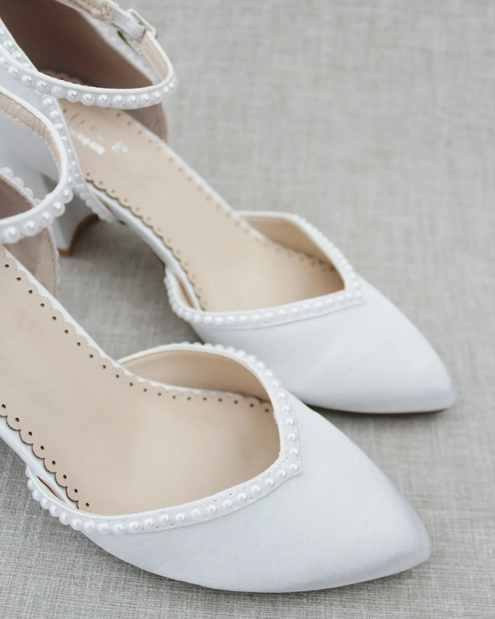 Block Heel with Pearl Detail Bridal Shoes