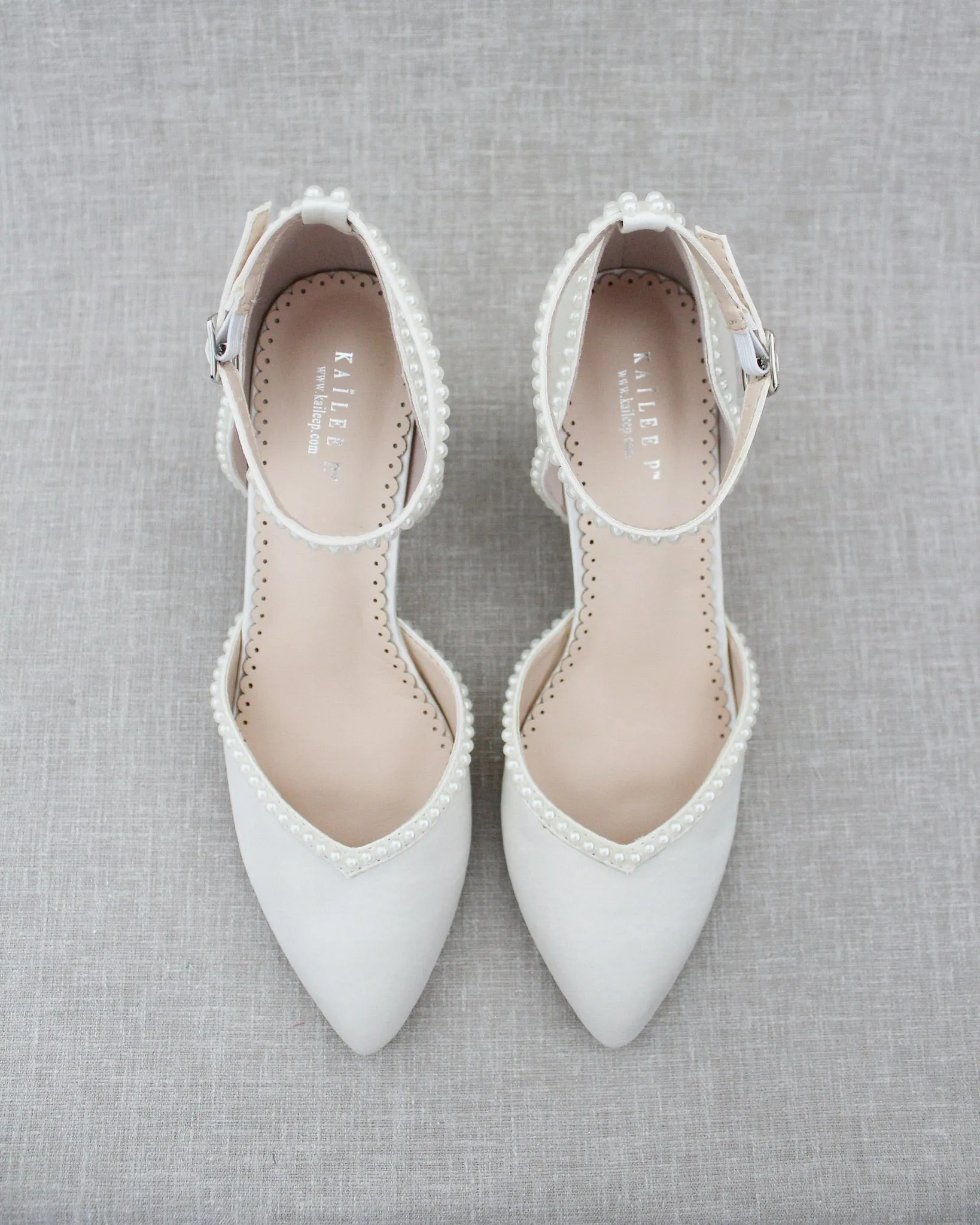 Block Heel with Pearl Detail Bridal Shoes