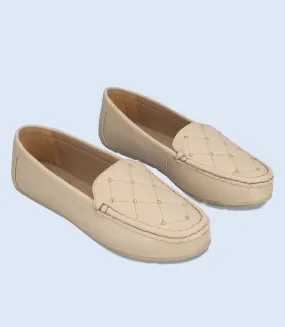 BW8601-BEIGE-Women Comfort Moccasins