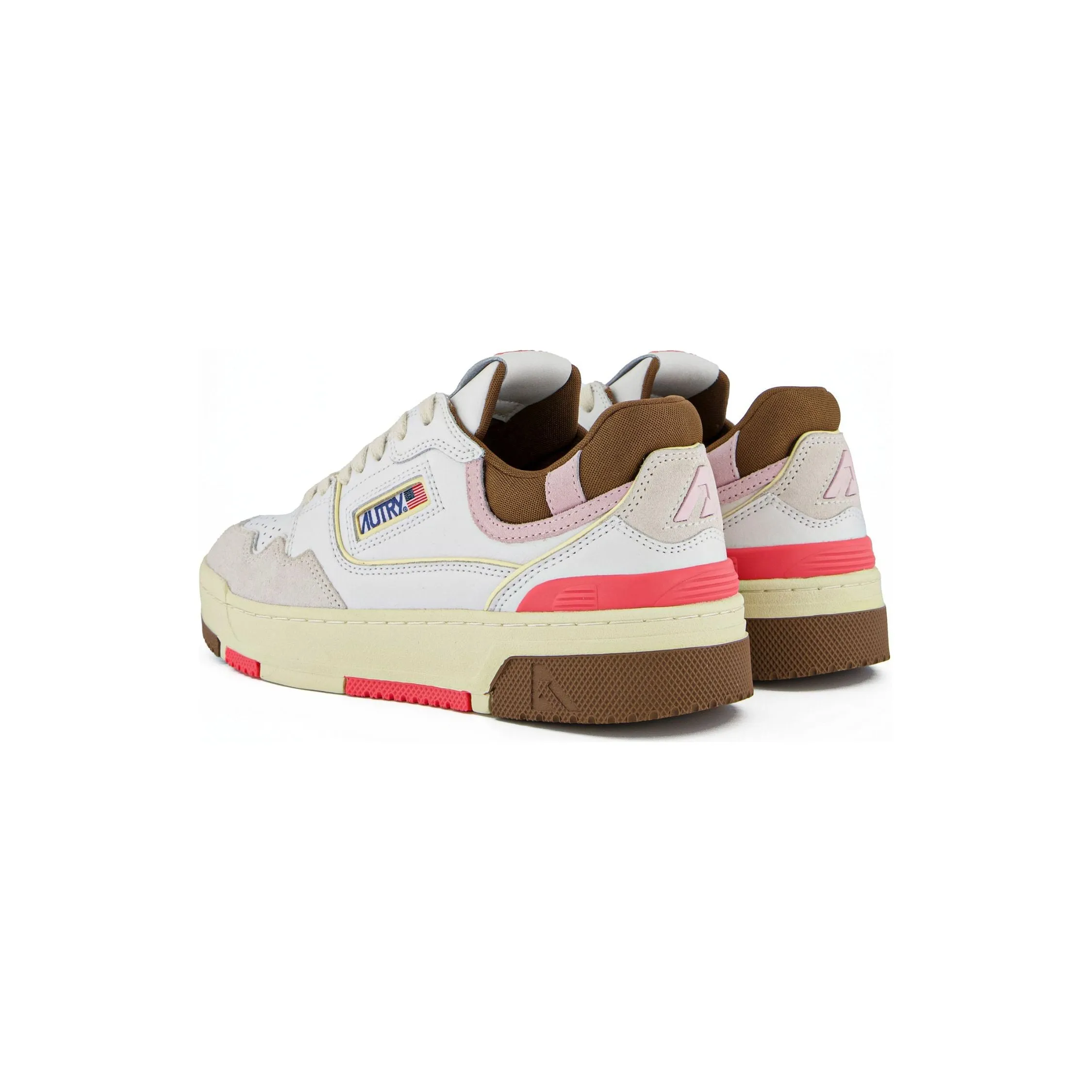 CLC LOW SNEAKERS IN WHITE, BROWN AND PINK LEATHER