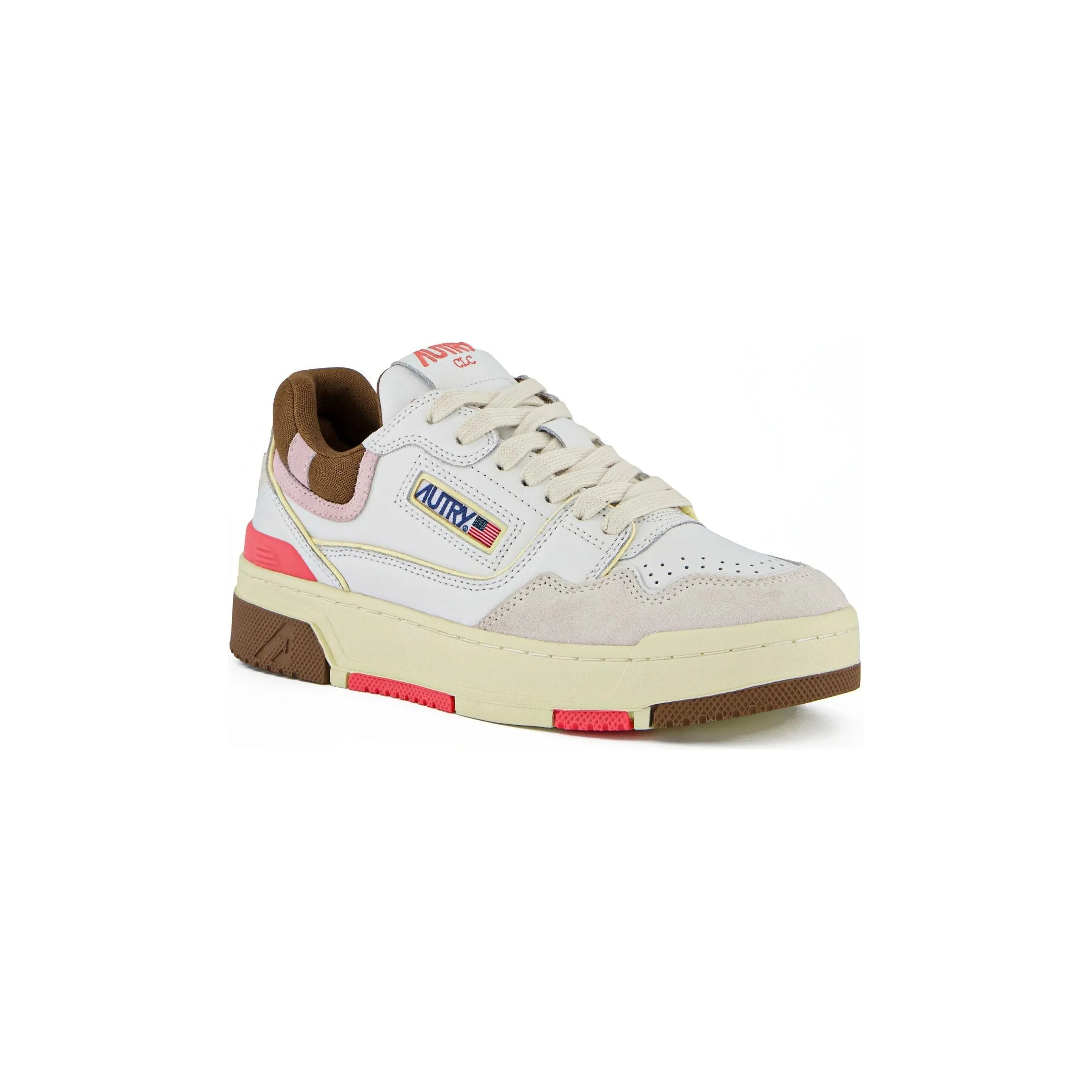 CLC LOW SNEAKERS IN WHITE, BROWN AND PINK LEATHER