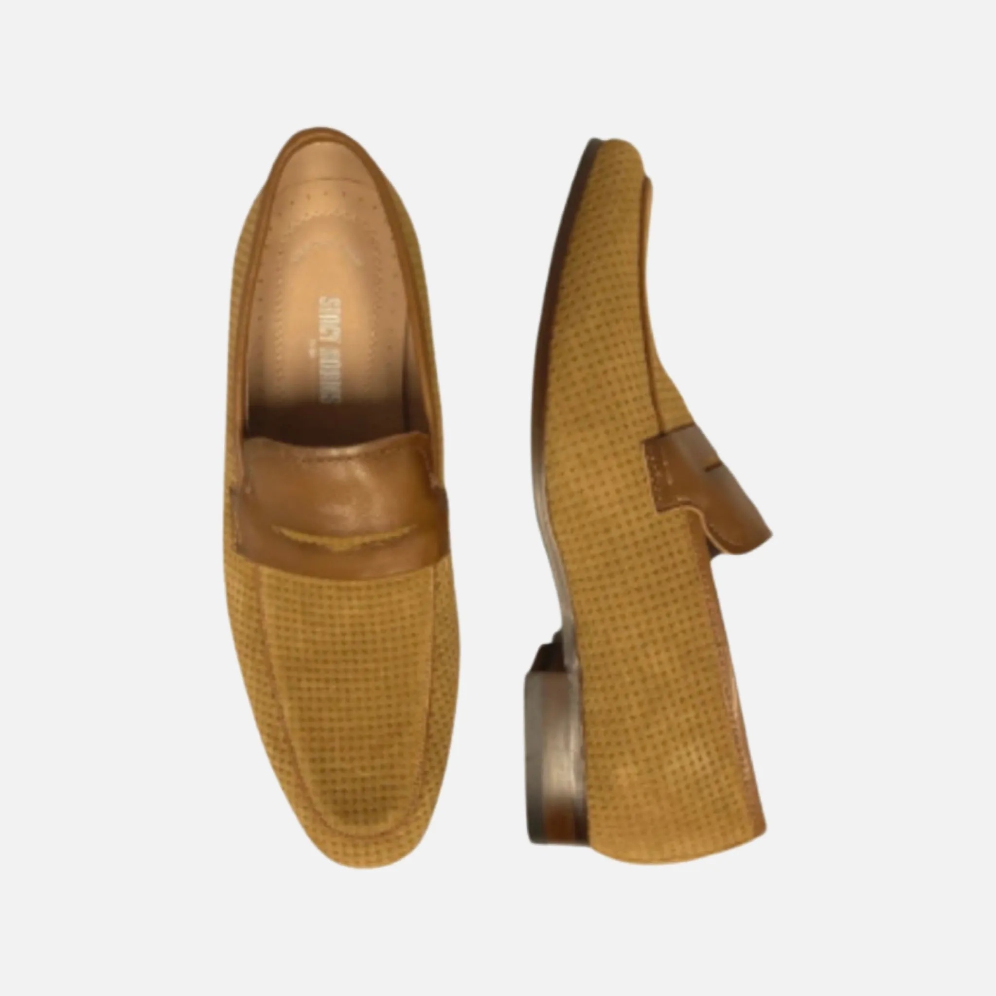 Clearance Shoe Sale | Tan Suede Penny Loafer Wyatt by Stacy Adams