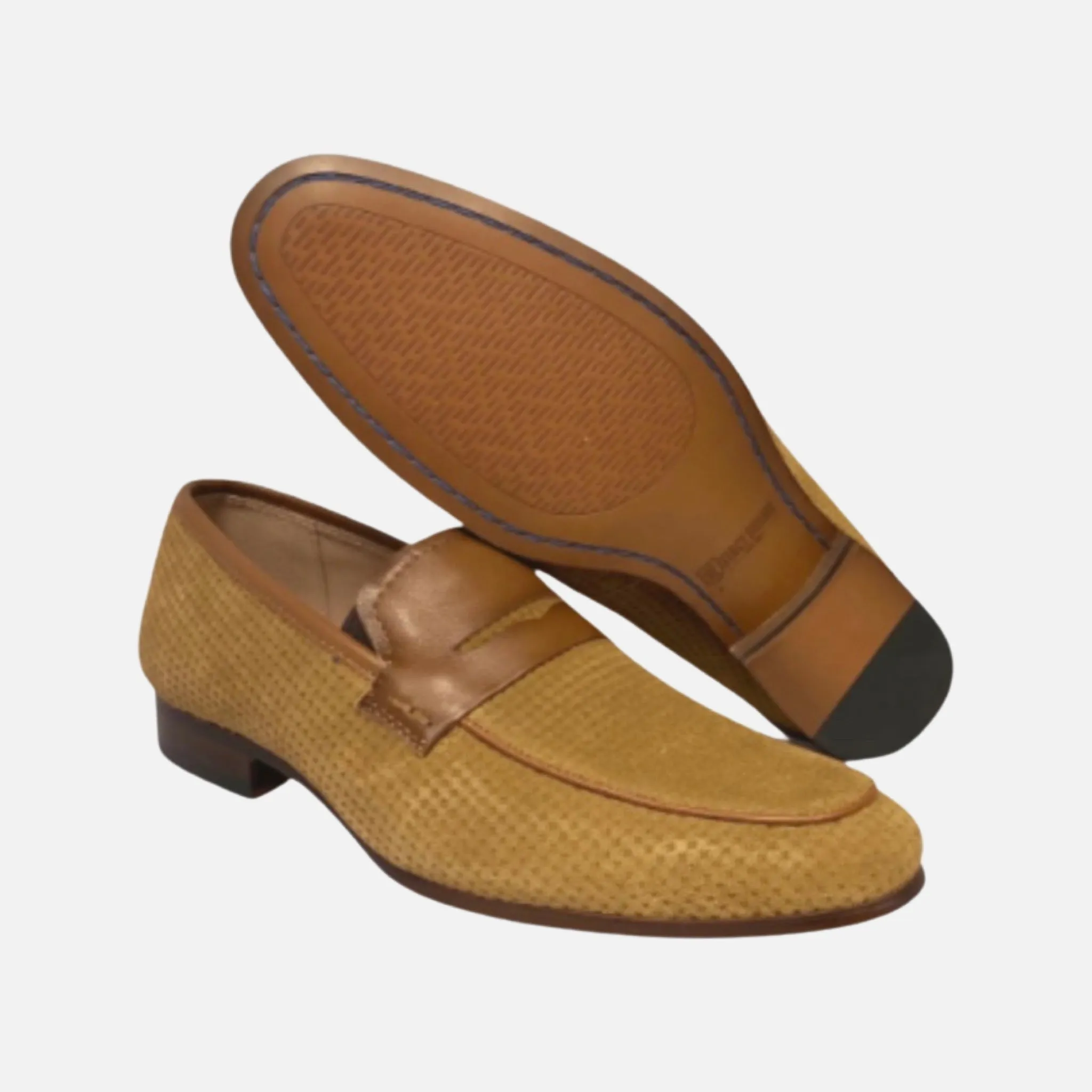 Clearance Shoe Sale | Tan Suede Penny Loafer Wyatt by Stacy Adams