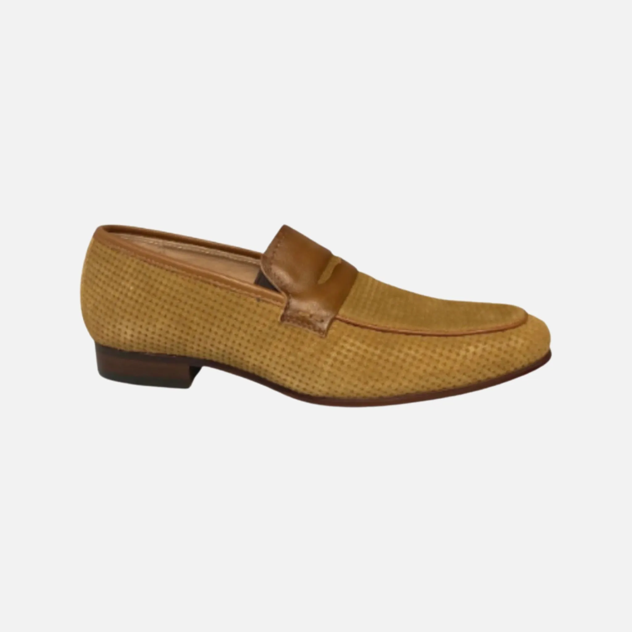 Clearance Shoe Sale | Tan Suede Penny Loafer Wyatt by Stacy Adams