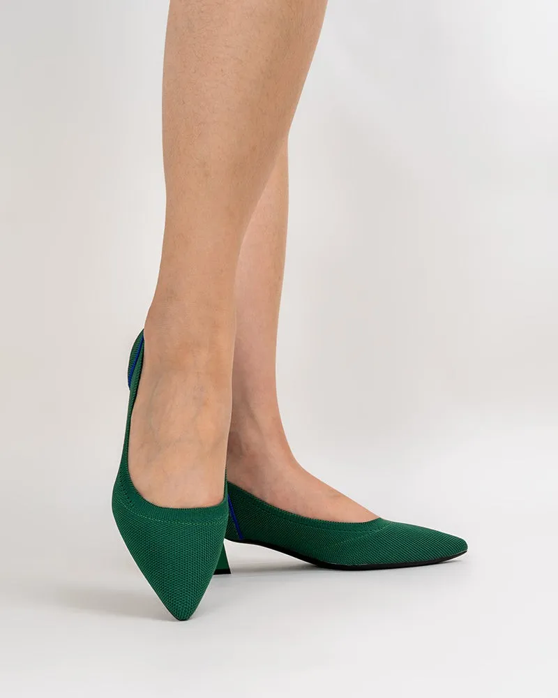 Contrast Piping Pointed-Toe Chunky Heels