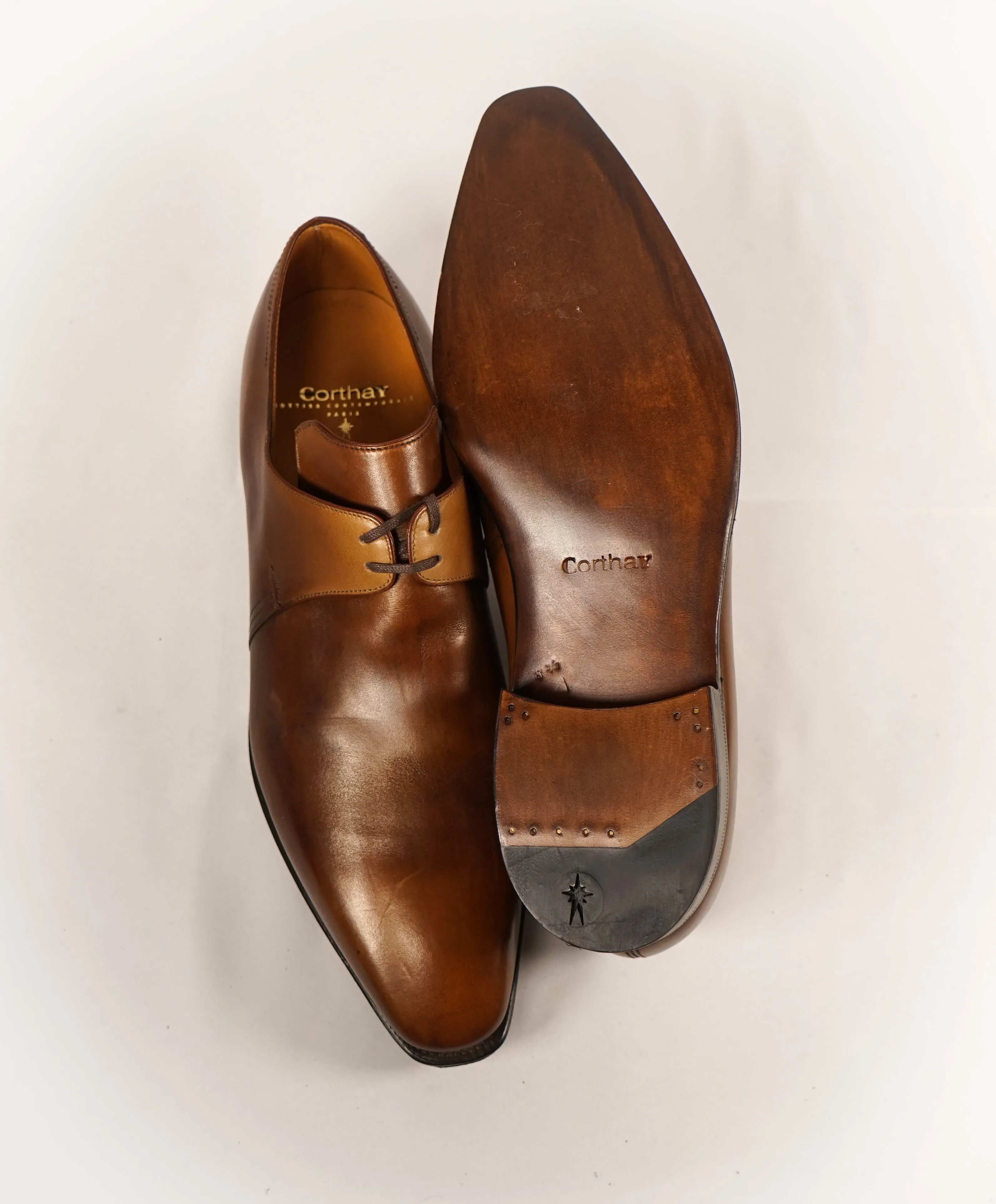 CORTHAY - "Arca” Brown Leather Oxfords 2-Eylet- 8.5-L 9-R