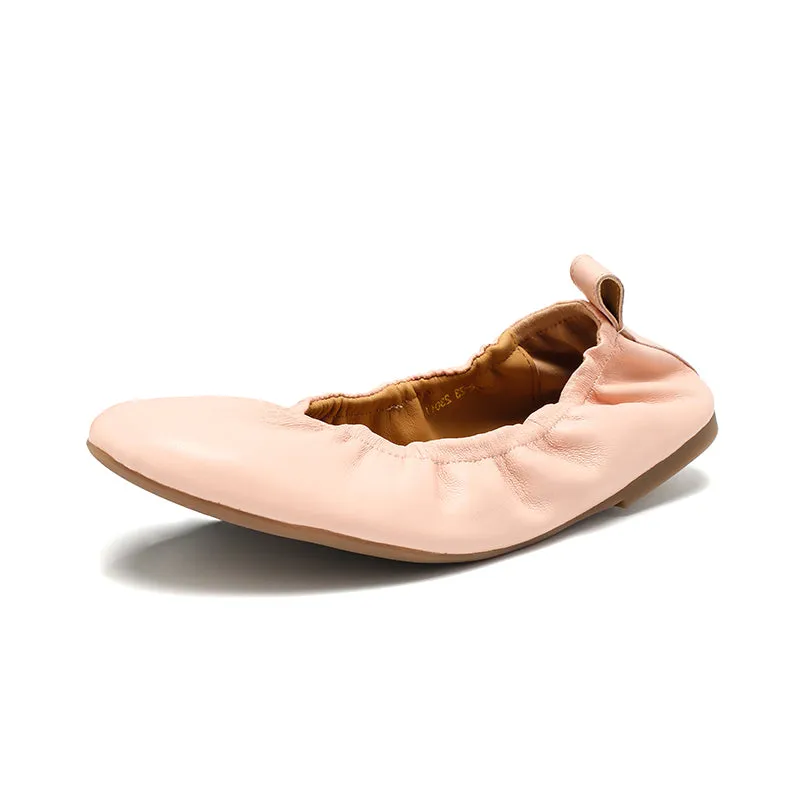 Dwarves Slip-On Flats with Ultra-Soft Lambskin Leather and Elastic Edging in Black/Pink/Wine Red/Apricot/Klein Blue