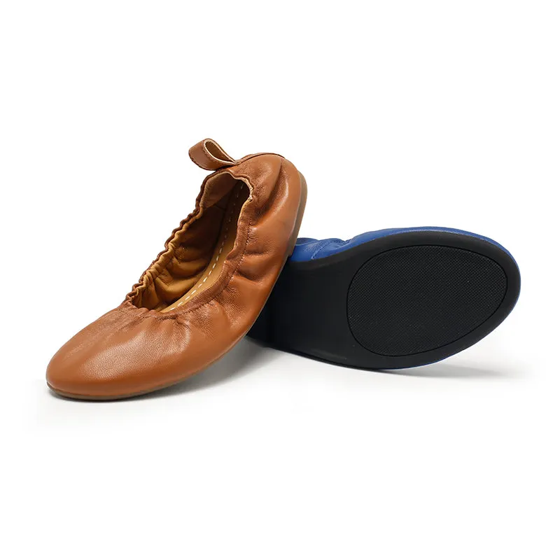 Dwarves Slip-On Flats with Ultra-Soft Lambskin Leather and Elastic Edging in Black/Pink/Wine Red/Apricot/Klein Blue