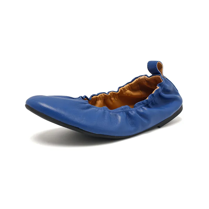 Dwarves Slip-On Flats with Ultra-Soft Lambskin Leather and Elastic Edging in Black/Pink/Wine Red/Apricot/Klein Blue
