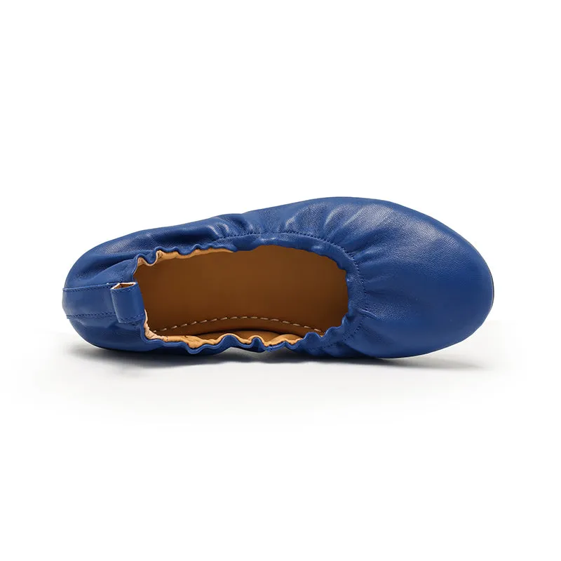 Dwarves Slip-On Flats with Ultra-Soft Lambskin Leather and Elastic Edging in Black/Pink/Wine Red/Apricot/Klein Blue