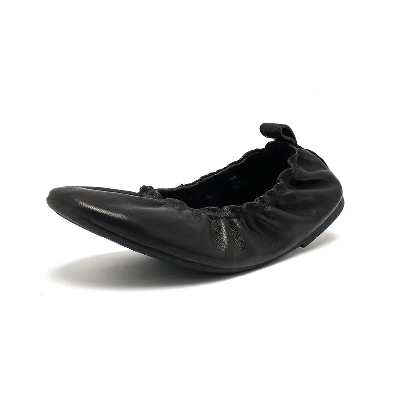 Dwarves Slip-On Flats with Ultra-Soft Lambskin Leather and Elastic Edging in Black/Pink/Wine Red/Apricot/Klein Blue
