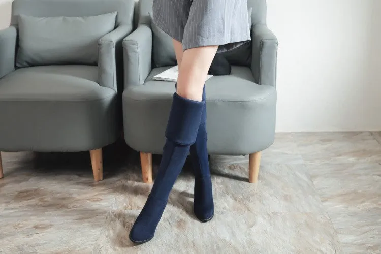 Elastic Flock Thigh High Boots High Heels Shoes for Woman 6262