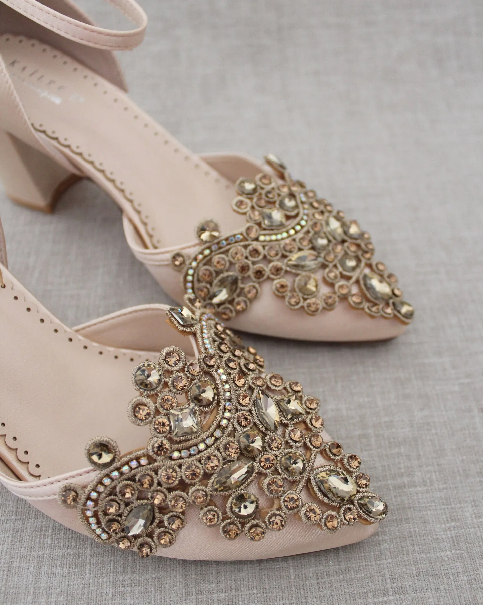 Embellished Rhinestones Evening Block Heel