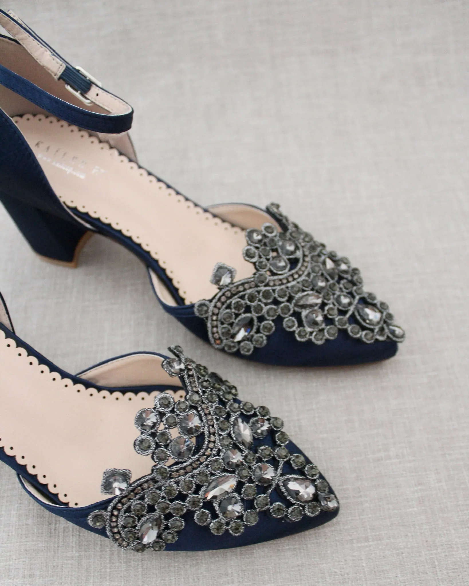 Embellished Rhinestones Evening Block Heel