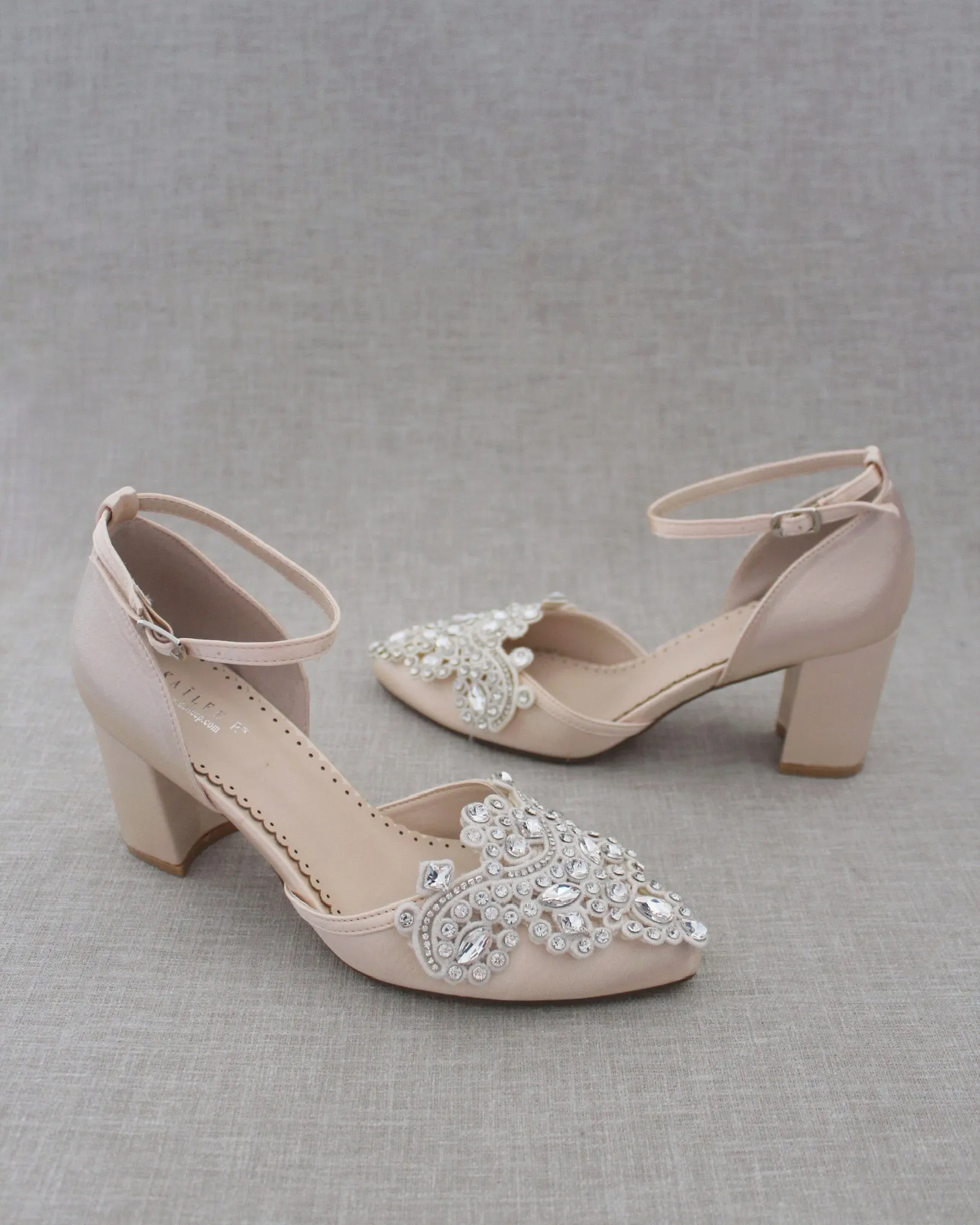 Embellished Rhinestones Evening Block Heel