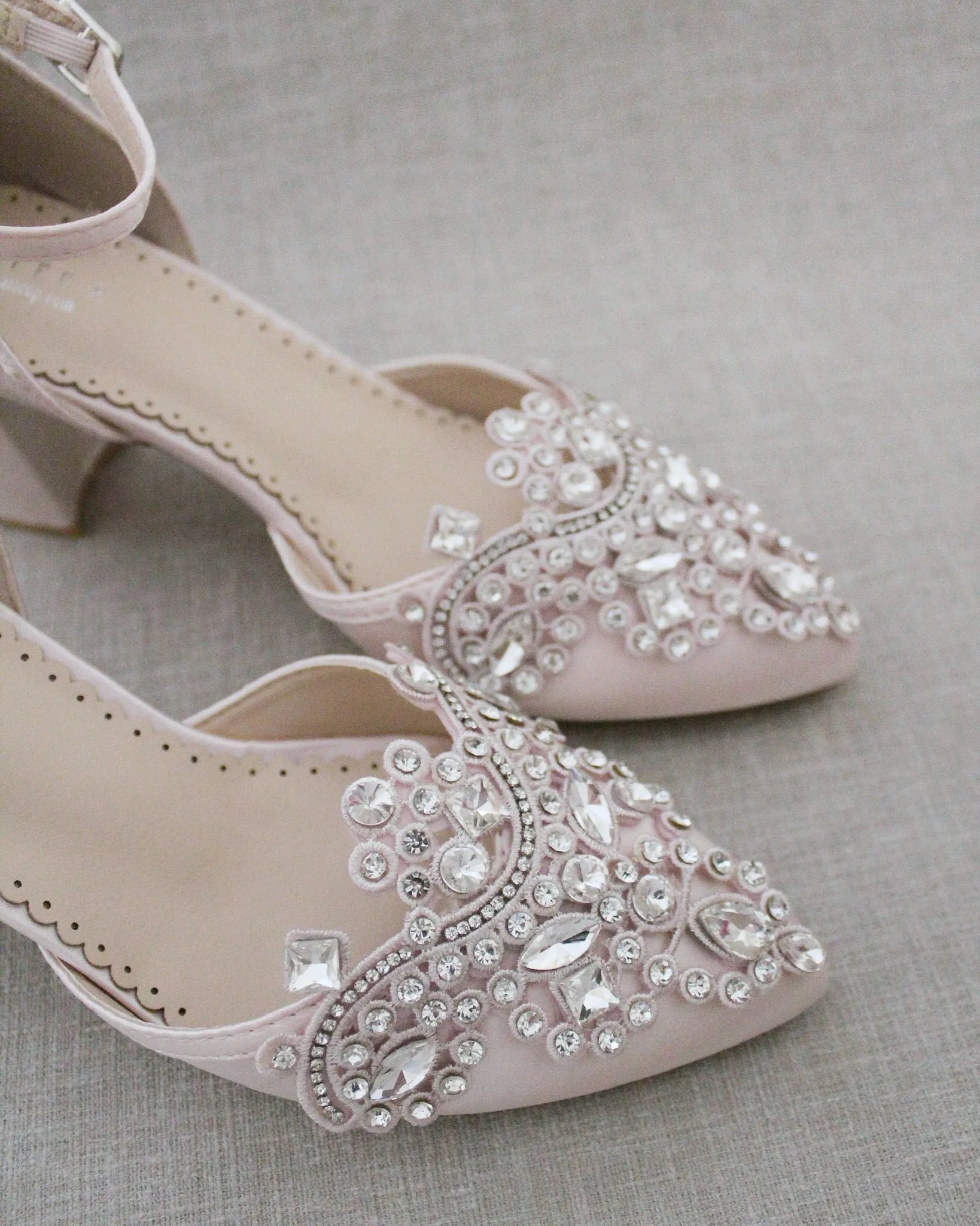 Embellished Rhinestones Evening Block Heel