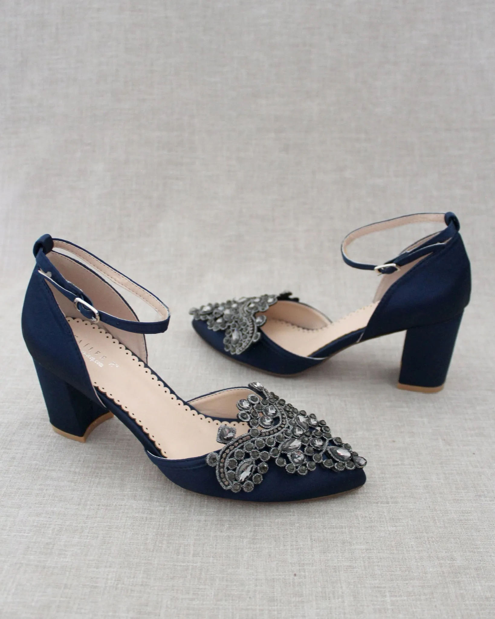 Embellished Rhinestones Evening Block Heel