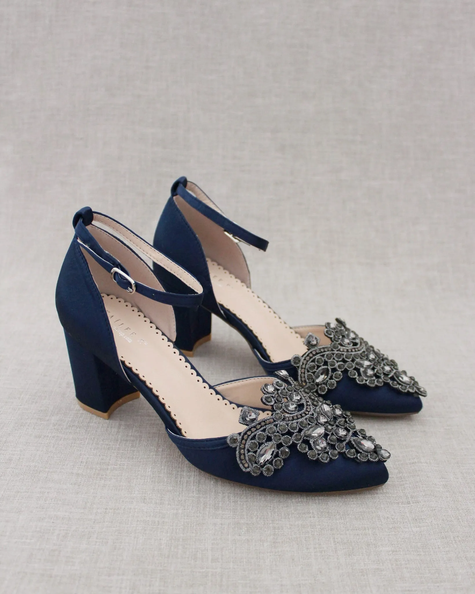 Embellished Rhinestones Evening Block Heel