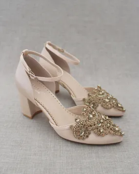 Embellished Rhinestones Evening Block Heel