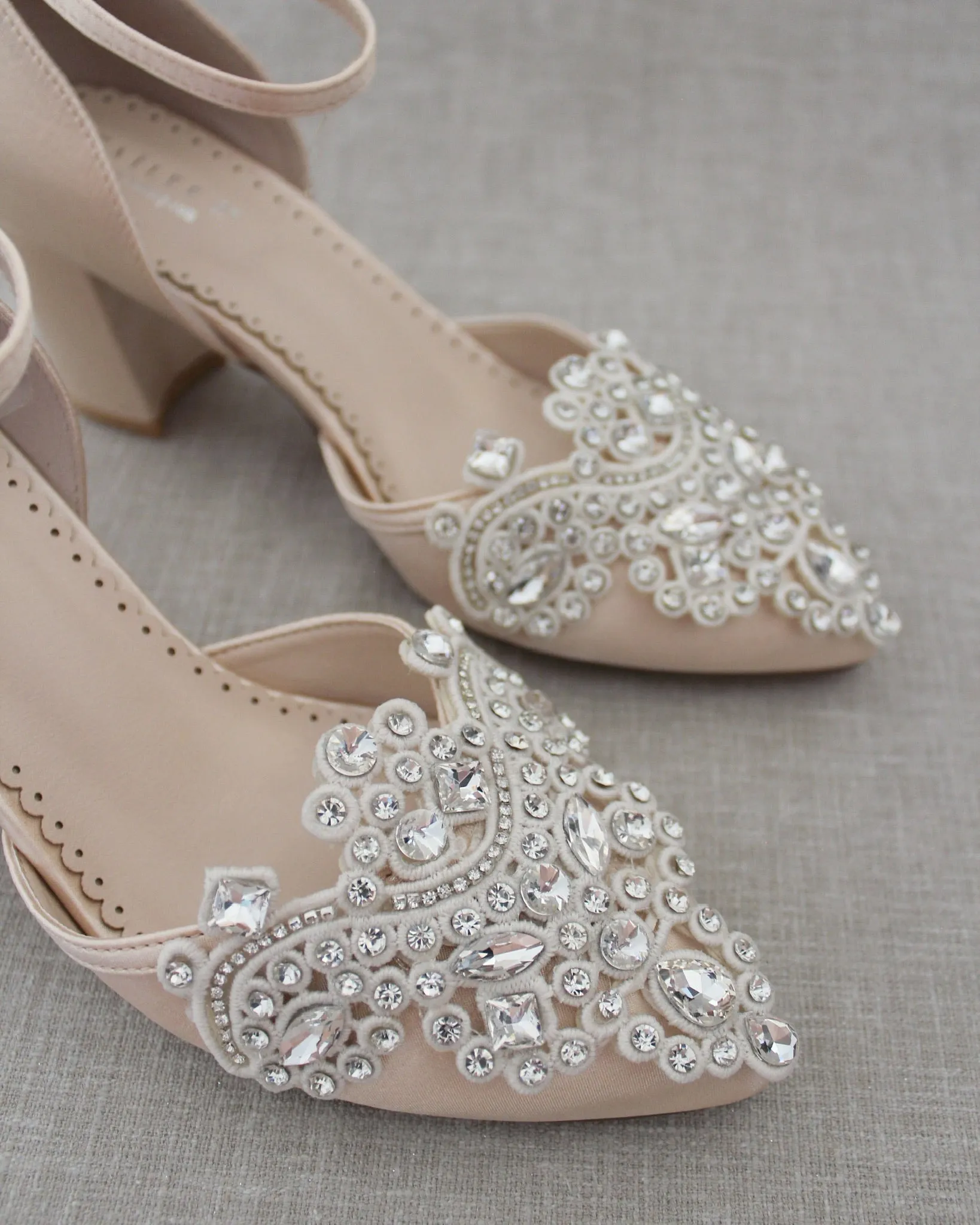 Embellished Rhinestones Evening Block Heel