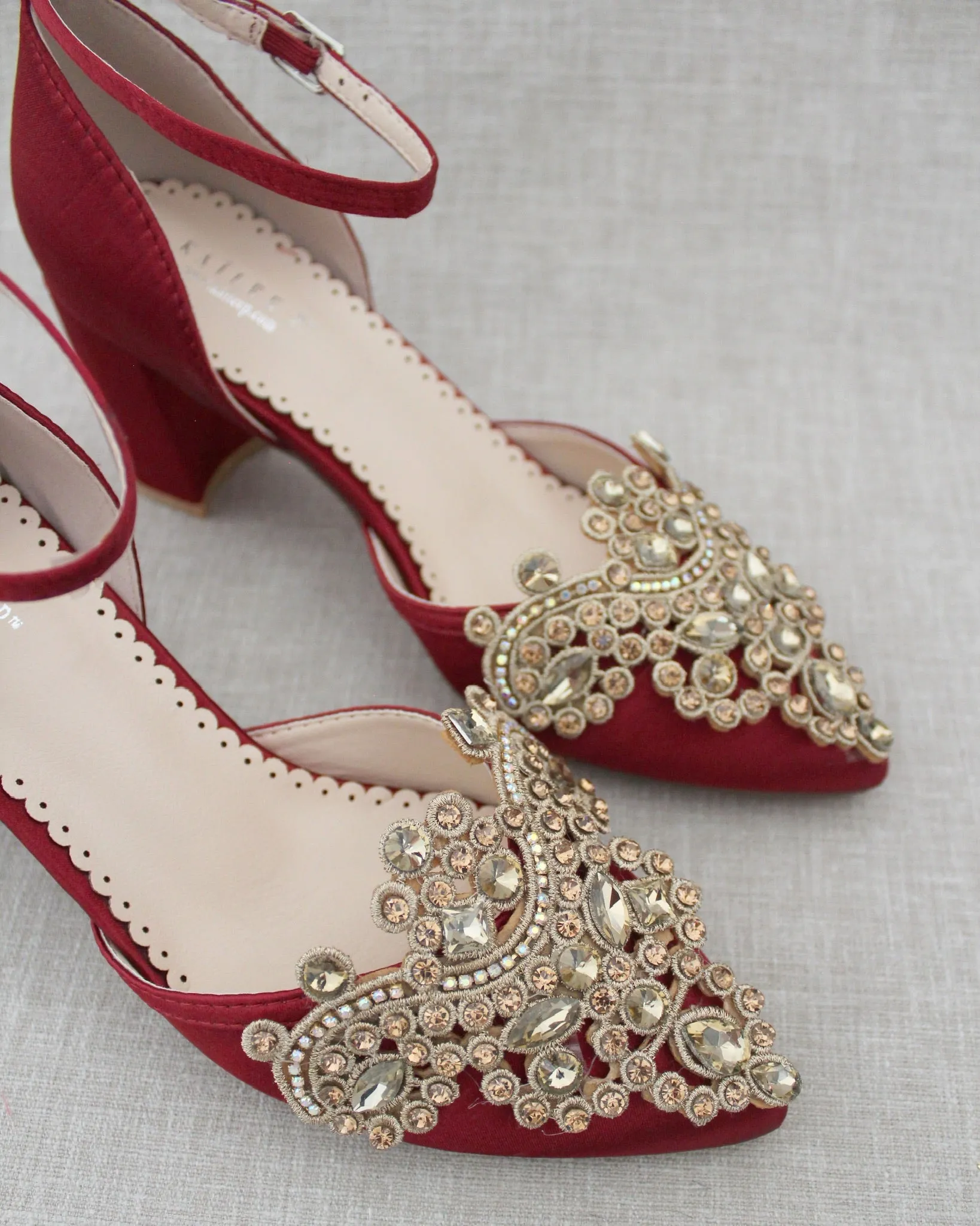 Embellished Rhinestones Evening Block Heel