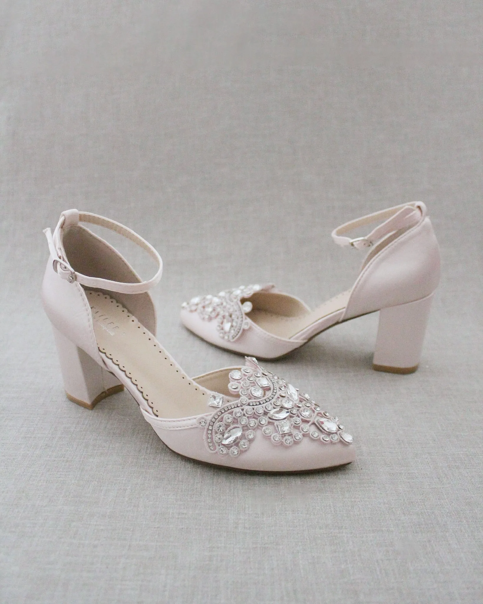 Embellished Rhinestones Evening Block Heel