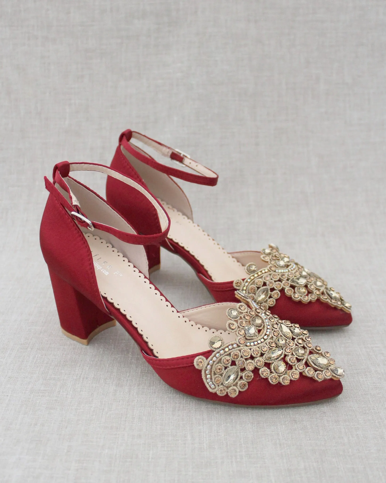 Embellished Rhinestones Evening Block Heel