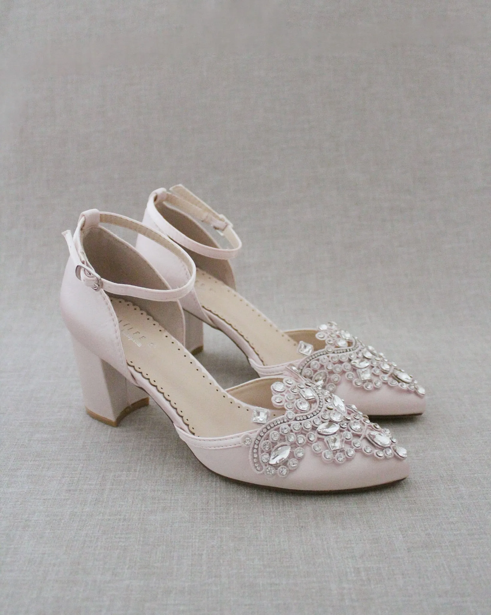 Embellished Rhinestones Evening Block Heel