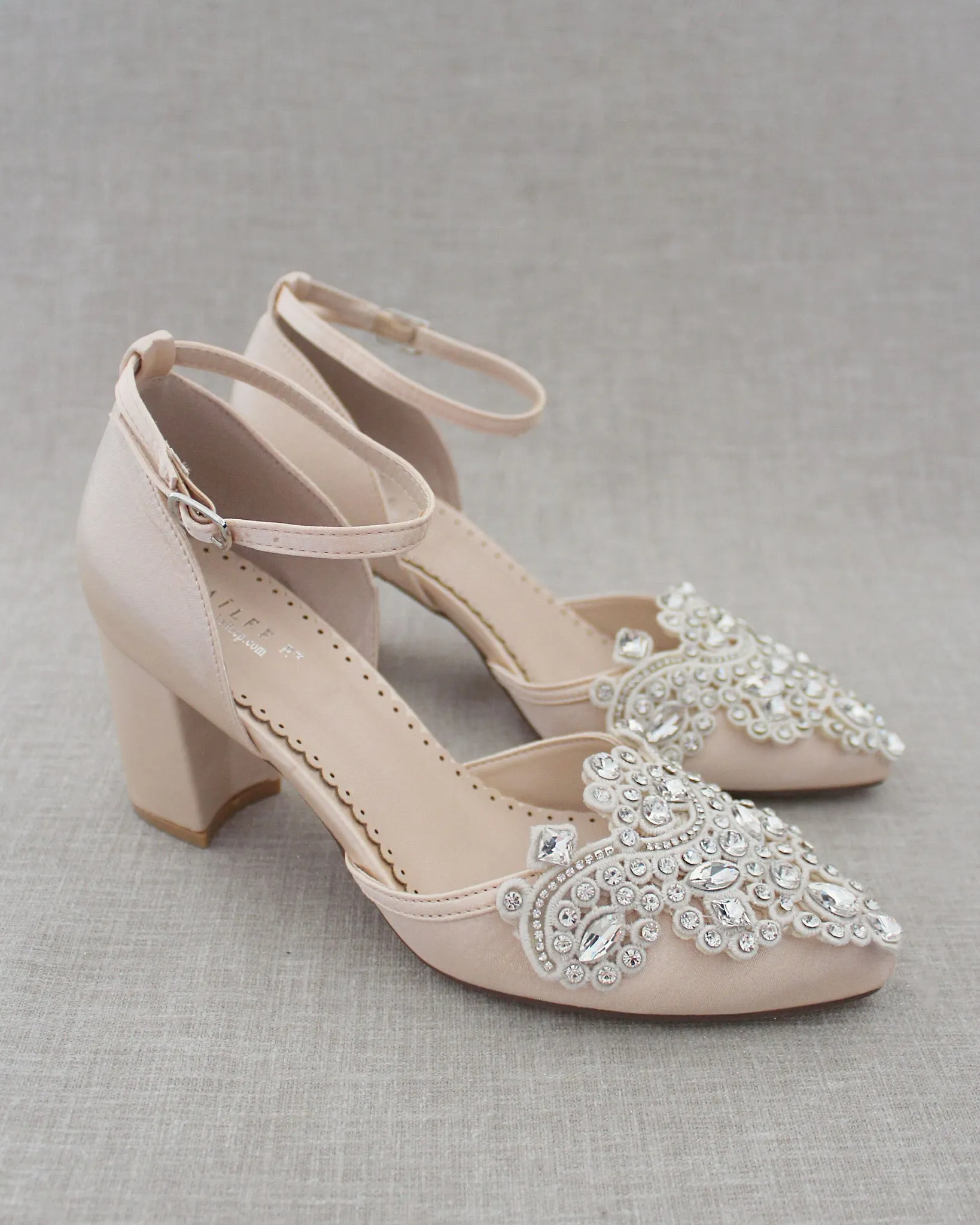 Embellished Rhinestones Evening Block Heel