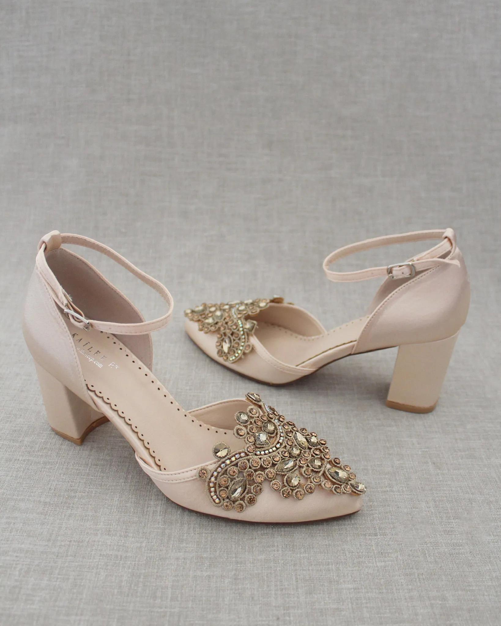 Embellished Rhinestones Evening Block Heel