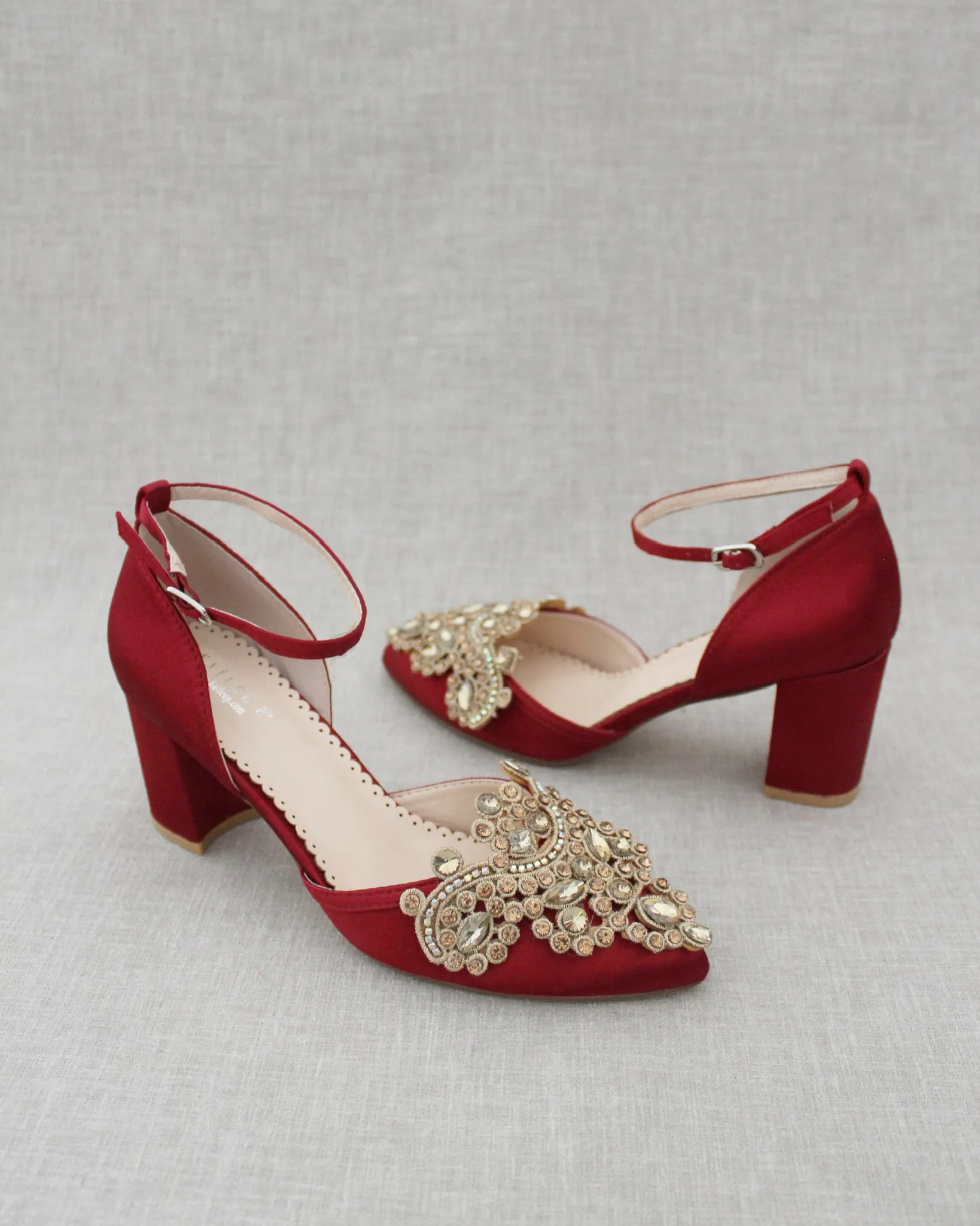 Embellished Rhinestones Evening Block Heel