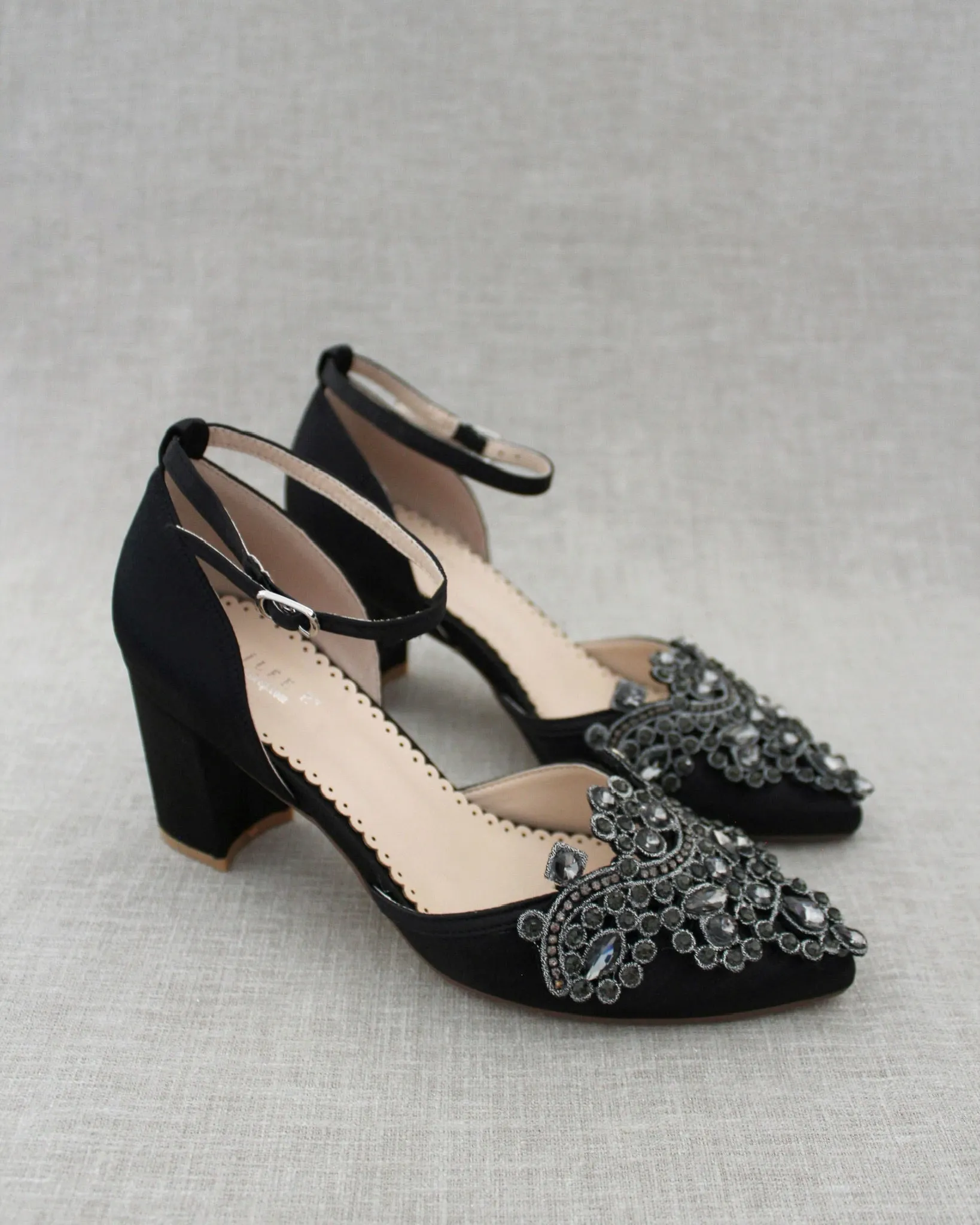 Embellished Rhinestones Evening Block Heel