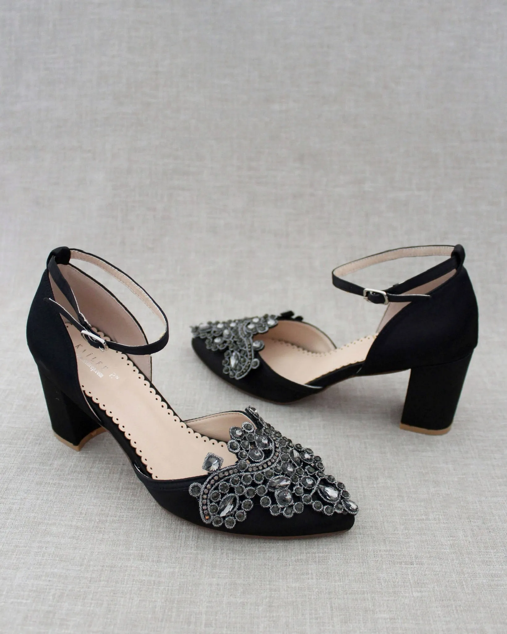 Embellished Rhinestones Evening Block Heel