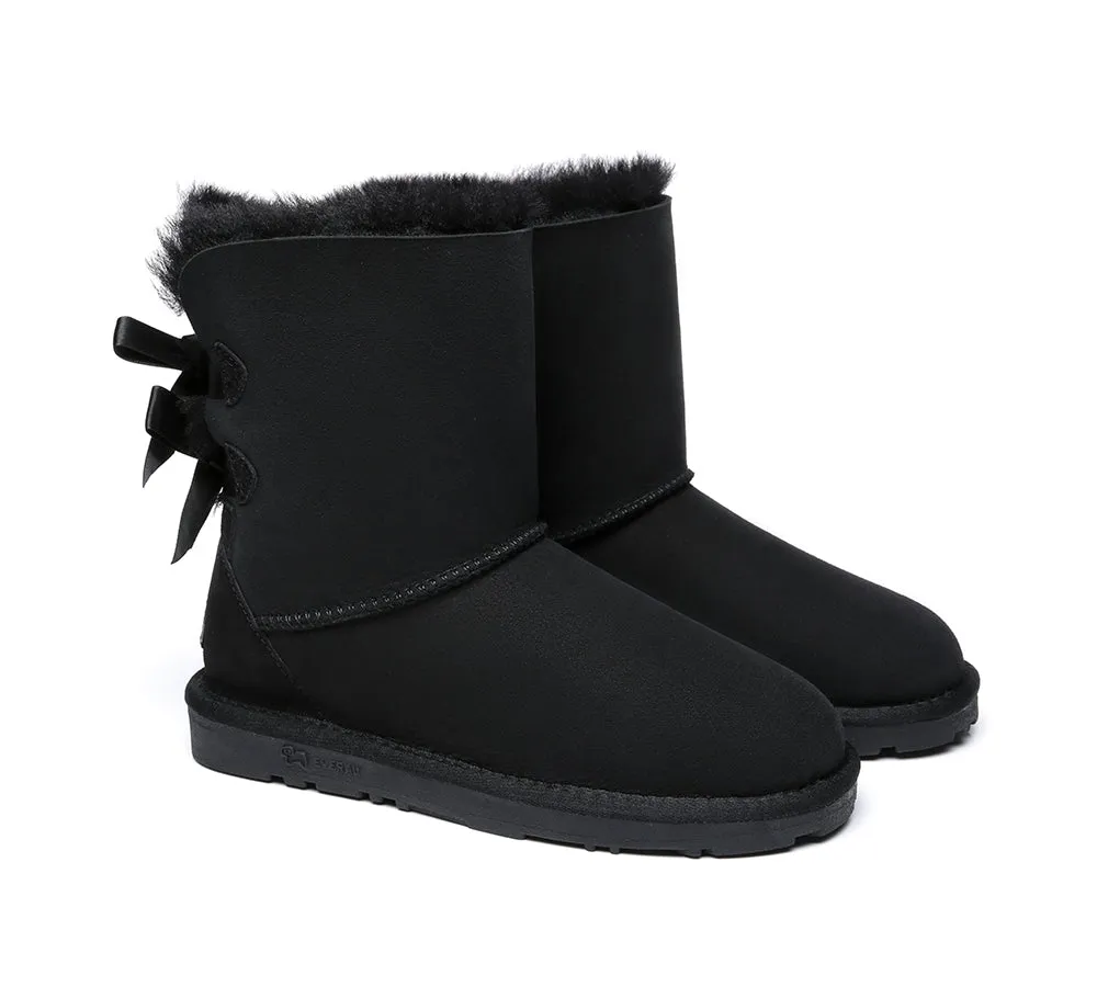 EVERAU Double Baily Short Back Bow Sheepskin Women Boots