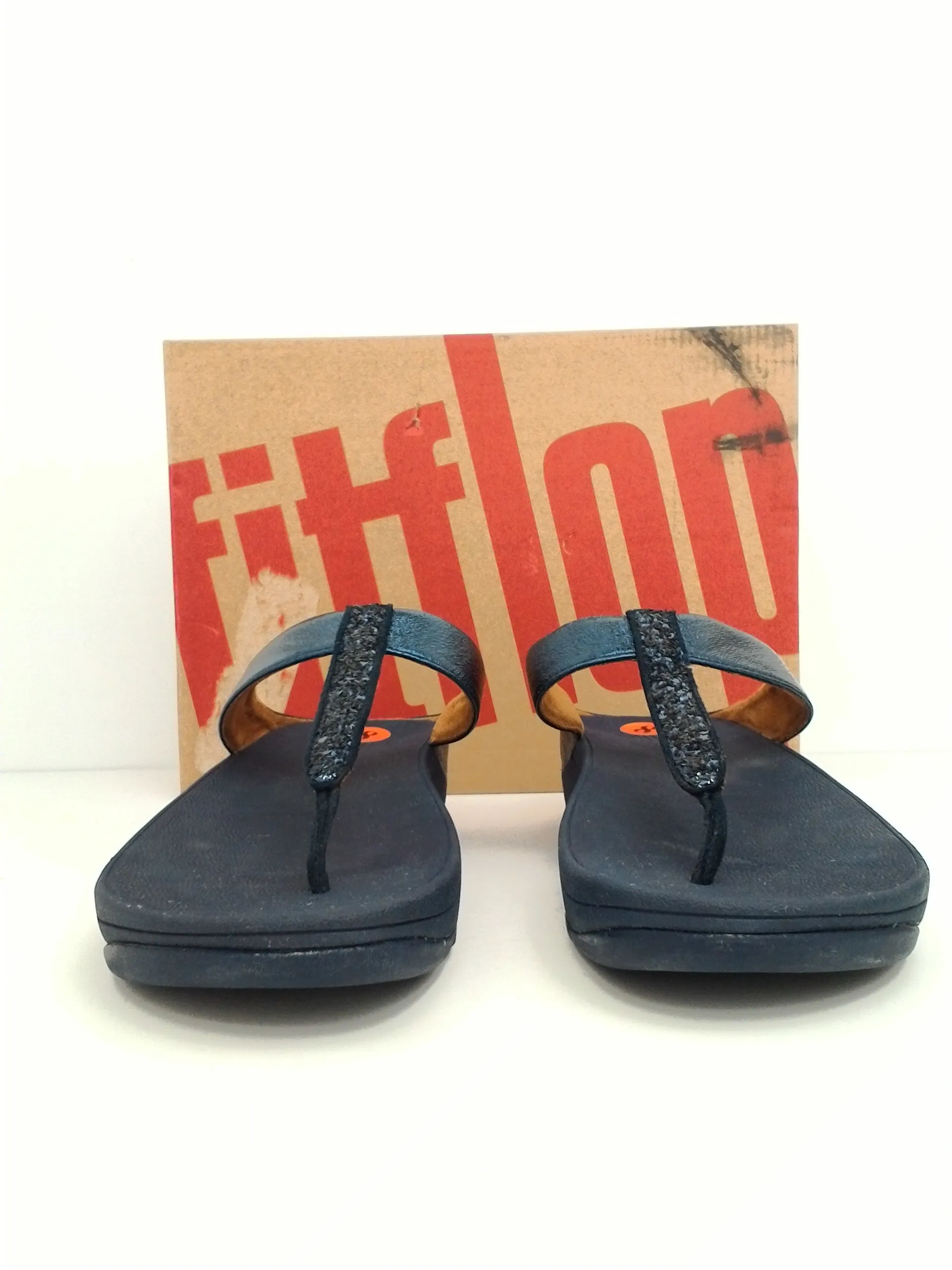 Fitflop Women's Fino Glitzy Midnight Navy pu/microfibre size 8M