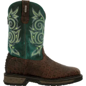 'Georgia Boot' Men's 11 Carbo-Tec LT EH WP Western Soft Toe - Brown / Green