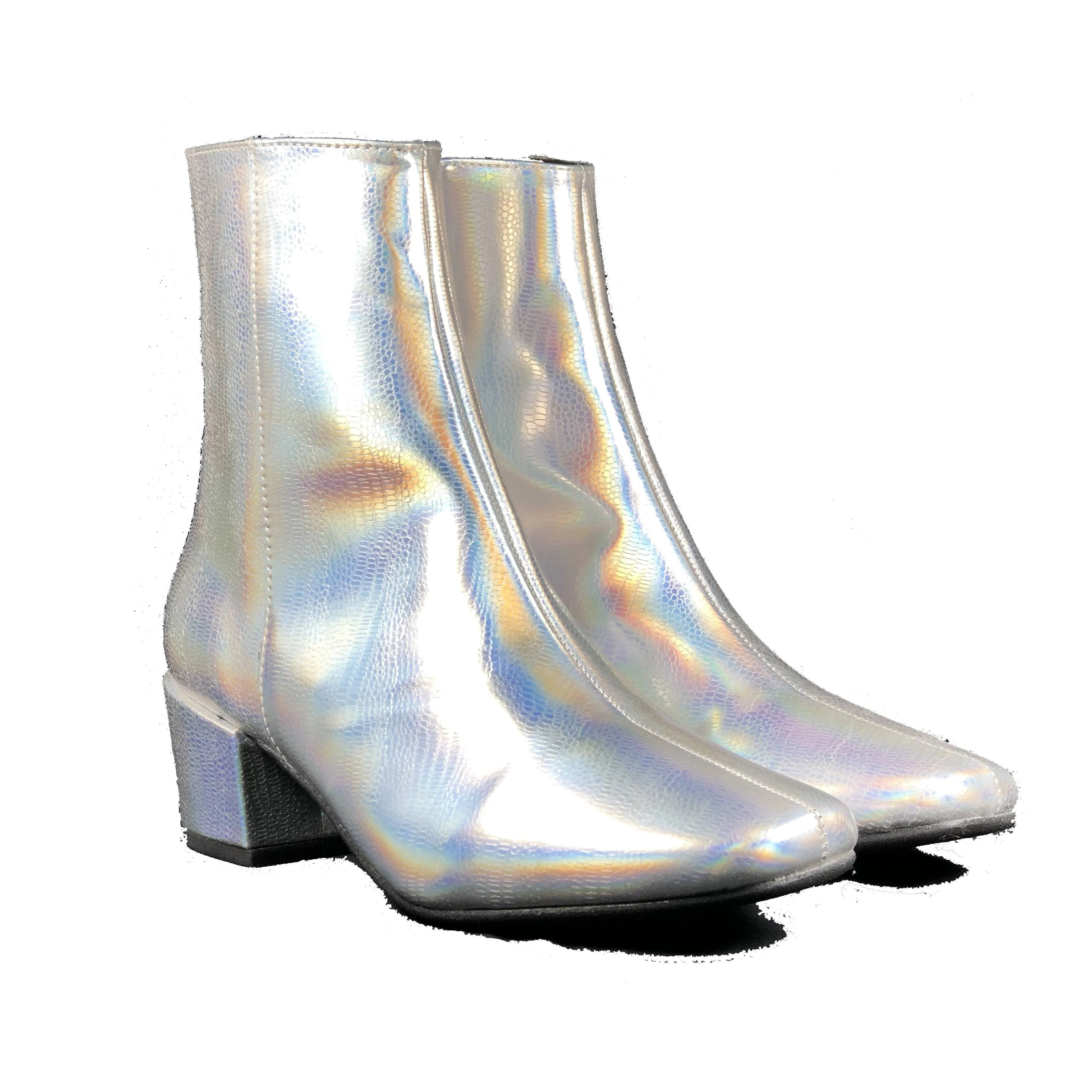 'Jacqui' vegan-leather ankle boot by Zette Shoes - Disco Silver