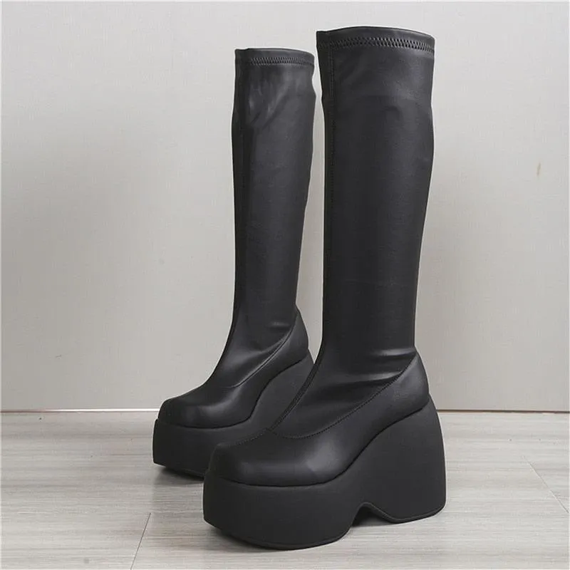 Knee-High Platform Wedge Boots