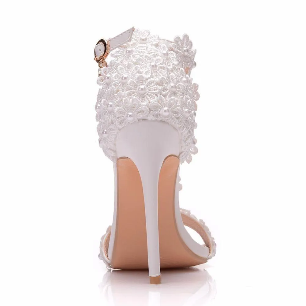 Lace Ankle Strap Sandals, Bridal Wedding Shoes