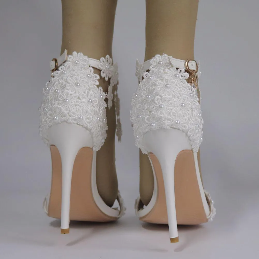 Lace Ankle Strap Sandals, Bridal Wedding Shoes