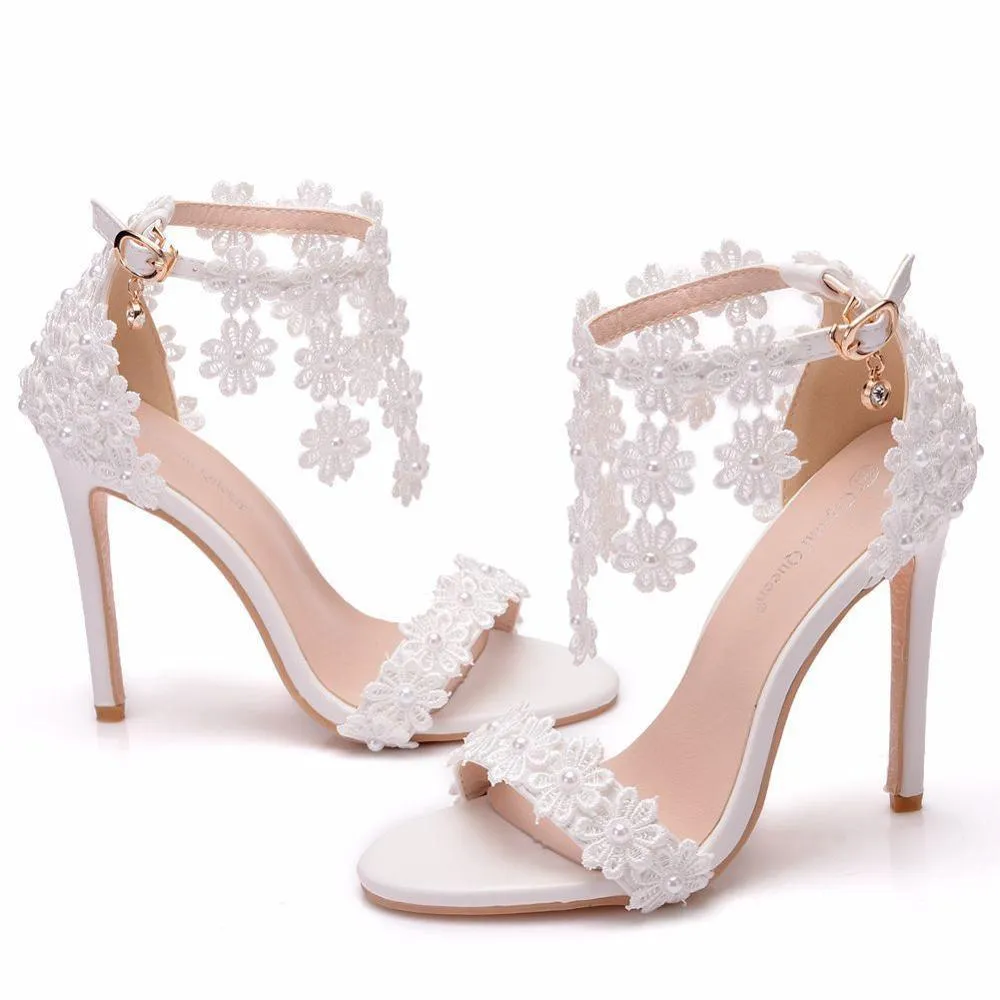 Lace Ankle Strap Sandals, Bridal Wedding Shoes