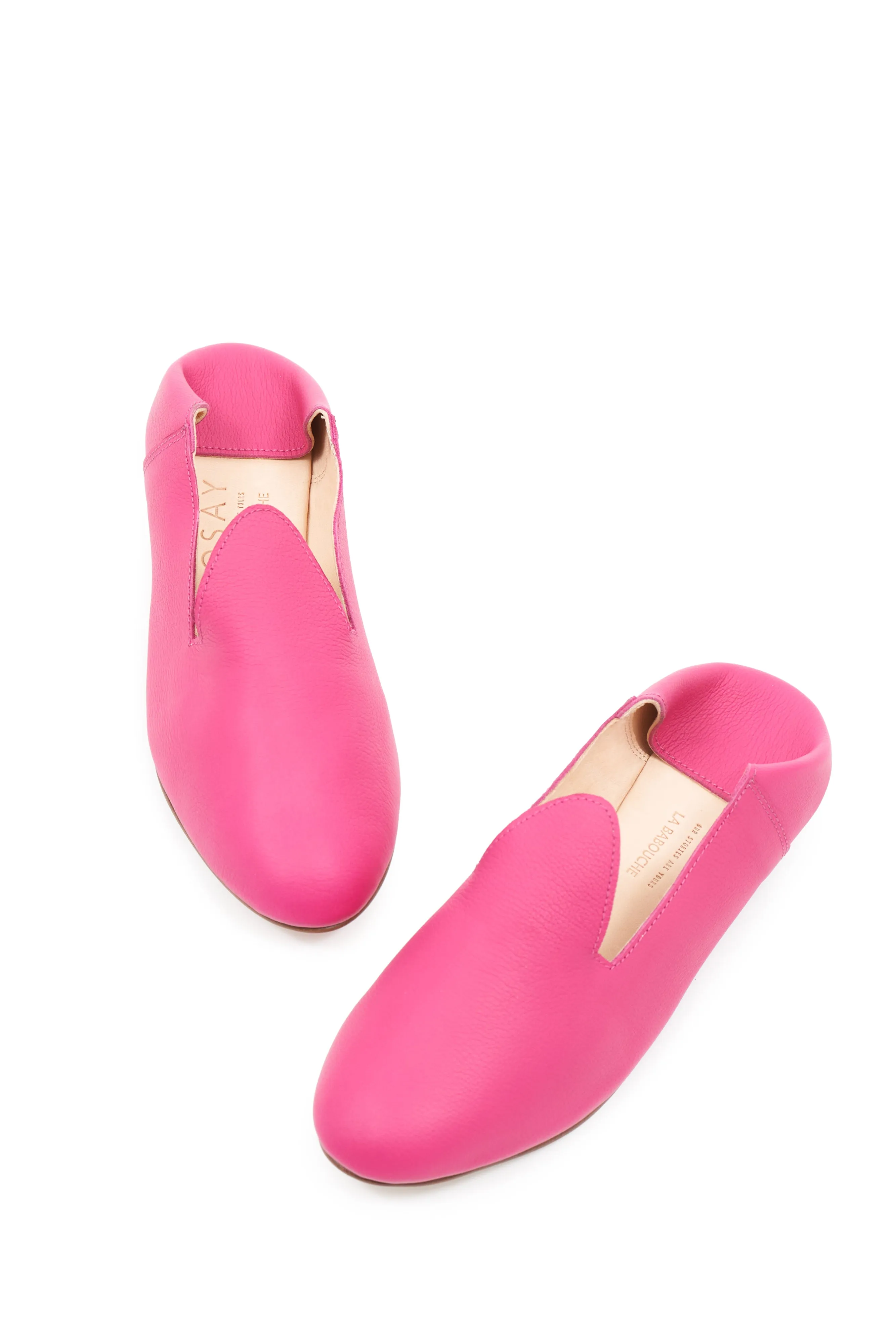 Leather Slide Loafer in Fuchsia