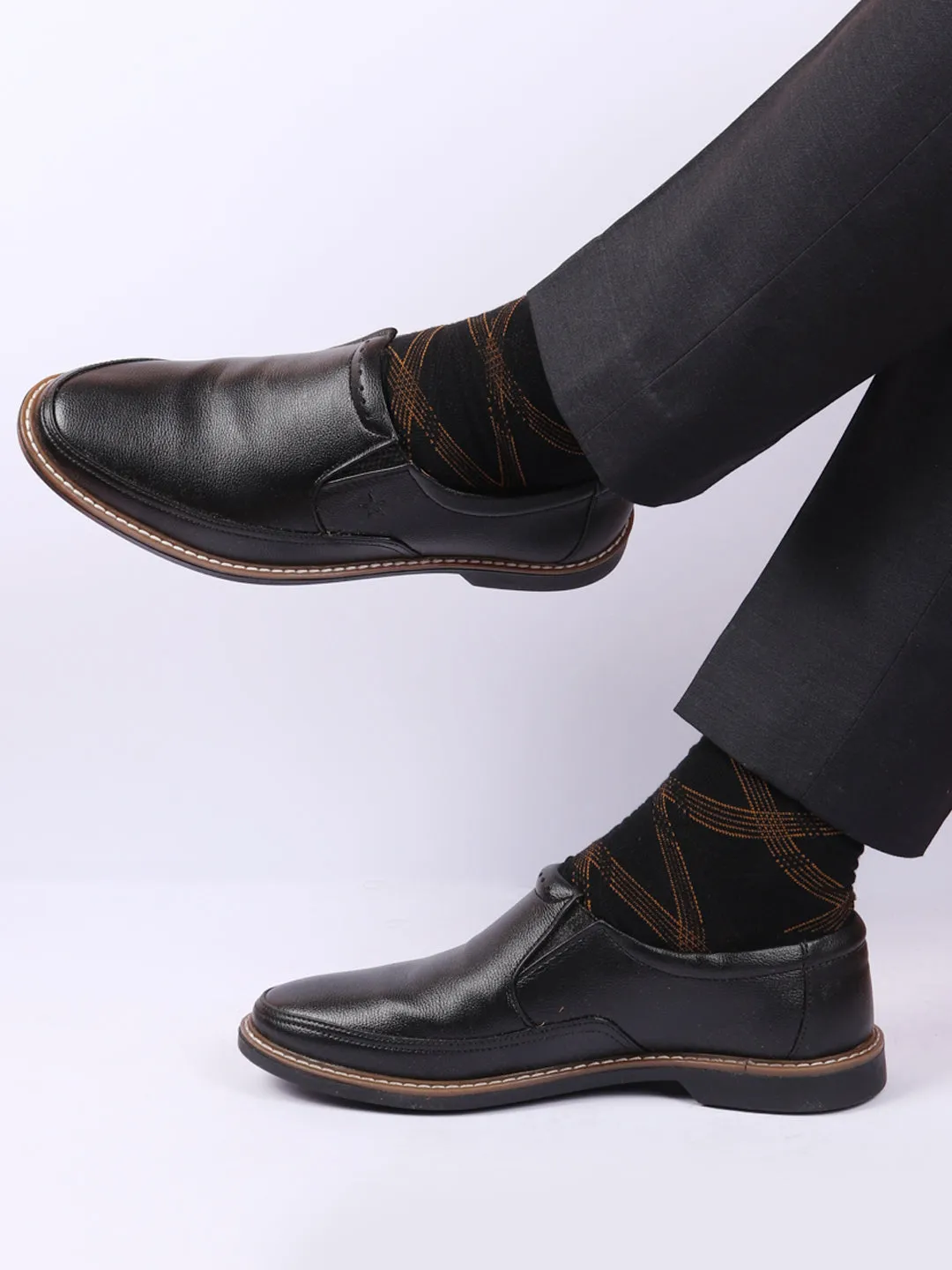 Men Black Formal Superior Comfort Slip On Shoes