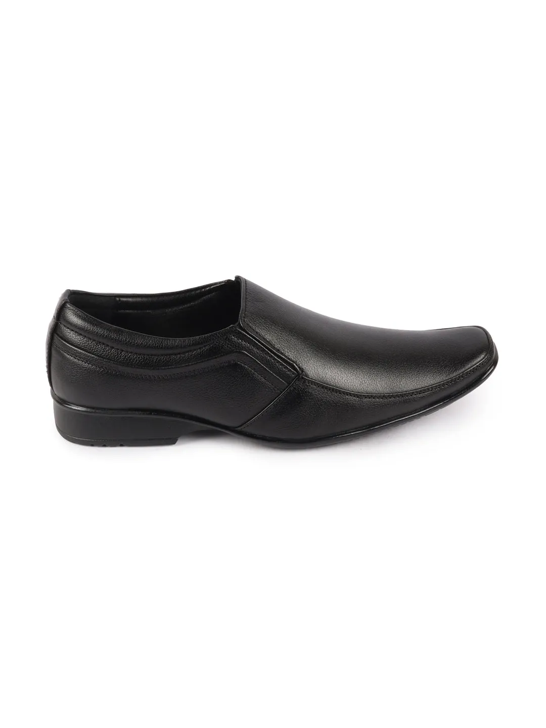 Men Black Genuine Leather Office Formal Slip On Shoes