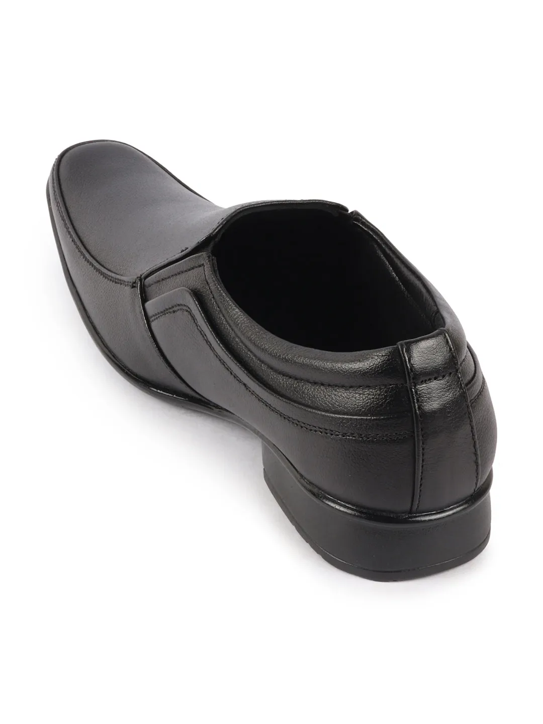 Men Black Genuine Leather Office Formal Slip On Shoes